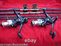 2 X Fladen Carp Fishing Rods And Freespin Carp Reels