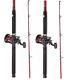 2 x Fladen 6 ft Red Boat Fishing Rods + Multiplier Reels with Red Line