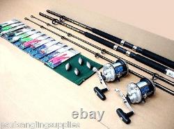 2 x Shakespeare Boat Fishing Rods & Multiplier Reels all Tackle Needed to Fish