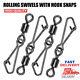 50pcs-500pcs Rolling Swivel With Hook Snap Sea Fishing 2/0 1/0 2 4 6 8 10