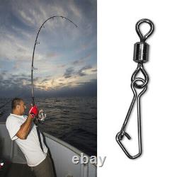 50pcs-500pcs Rolling Swivel With Hook Snap Sea Fishing 2/0 1/0 2 4 6 8 10