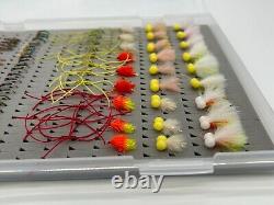 91 x Washing Line Setup Flies In Fly Box Fly Fishing Trout Fishing Flies