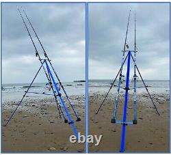 Deluxe Sea Fishing Set 2 14ft Lidsters Rods + 2 Sk7000 Sea Reels Blue Tripod