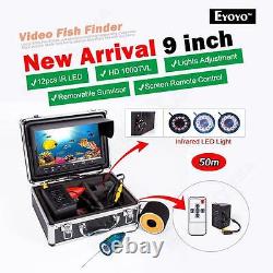 EYOYO 50M Fish Finder With IR LED 9'' Large Color Screen Underwater Fishing Camera