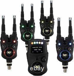 ND Tackle K9s Wireless Bite Alarm Set in Box Nightlight Snag Ears Multicolor LED