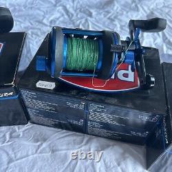 Penn 525 MAG4 6.11 Multiplier Reel Black/Blue beach casting reel brand new