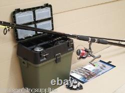 Sea Fishing Beach Kit with Seat & Tackle Box 14ft Carbo Rod Reel Tackle Rigs