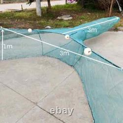 Shrimp Cage with Iron Chain Fishing Trap Folding Fishing Cage Foam Float Mesh